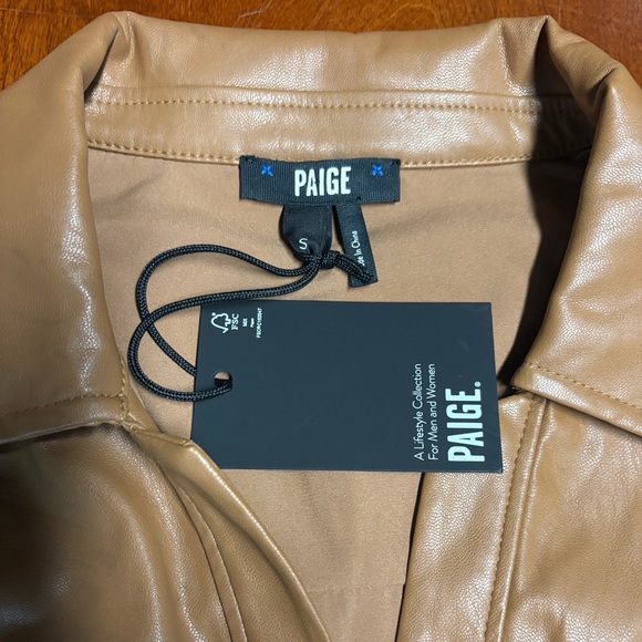 Paige Amina Toasted Coconut Faux Leather Mini Dress Small NWT - Picture 5 of 8